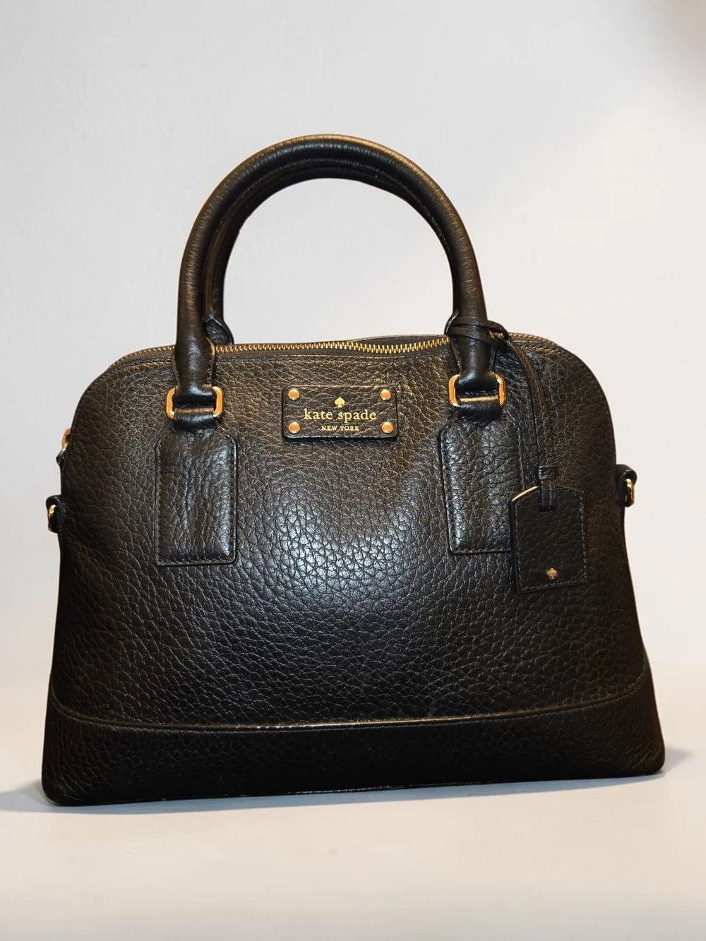 Kate Spade Black Leather Satchel/Crossbody with Gold Hardware